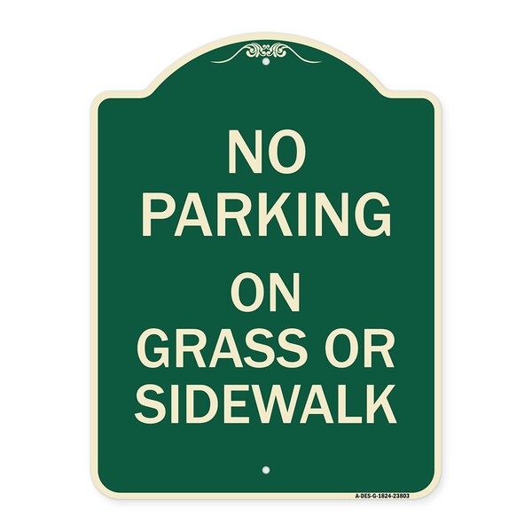 Signmission No Parking on Grass or Sidewalk Heavy-Gauge Aluminum Architectural Sign, 24" x 18", G-1824-23803 A-DES-G-1824-23803 - main